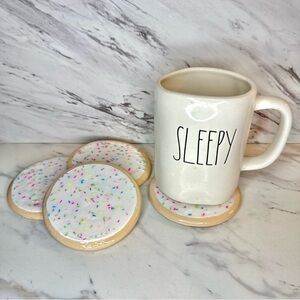 Sprinkled Sugar Cookie Clay Coasters Handmade – Set of 4